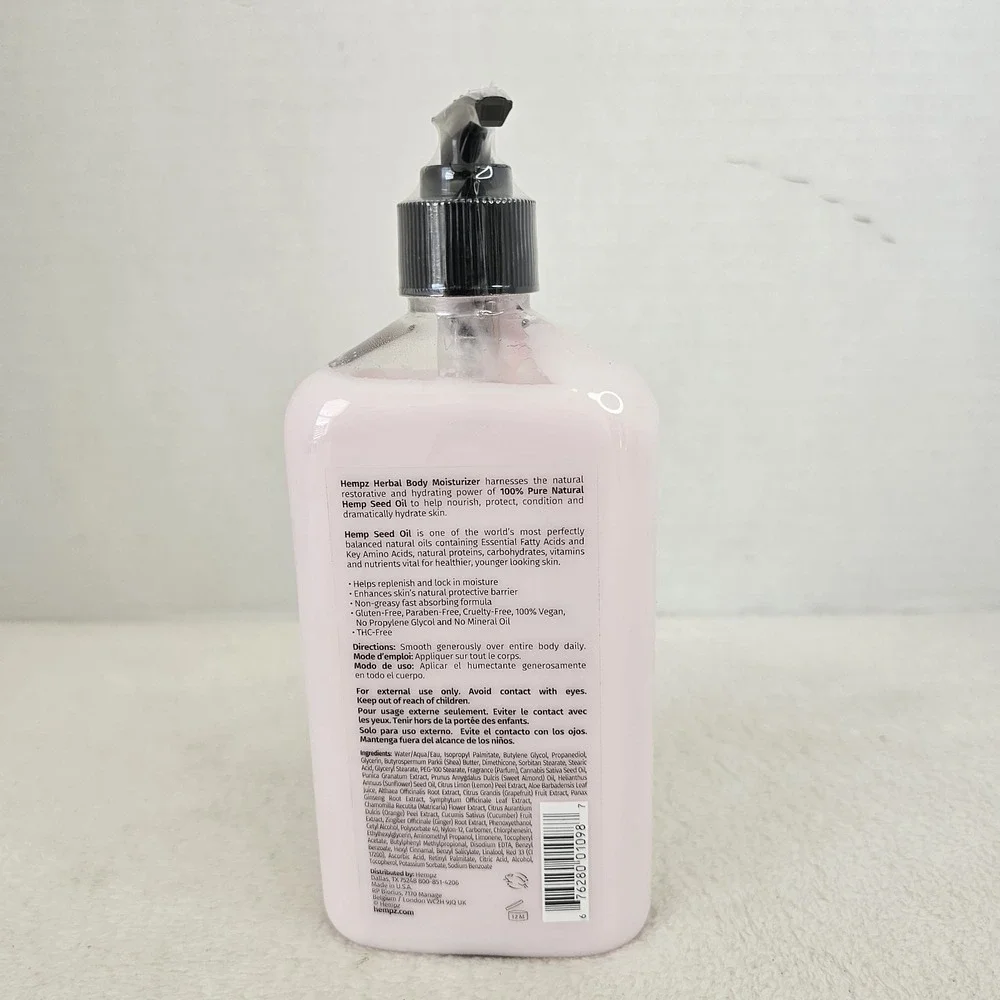 HEMPZ POMEGRANATE HERBAL BODY MOISTURIZER LOTION, Cruelty Free,  17 fl oz/500 mL